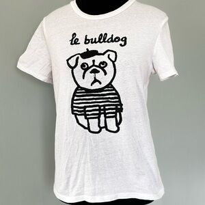 French Connection White “Le Bulldog” Graphic Tee Size Small